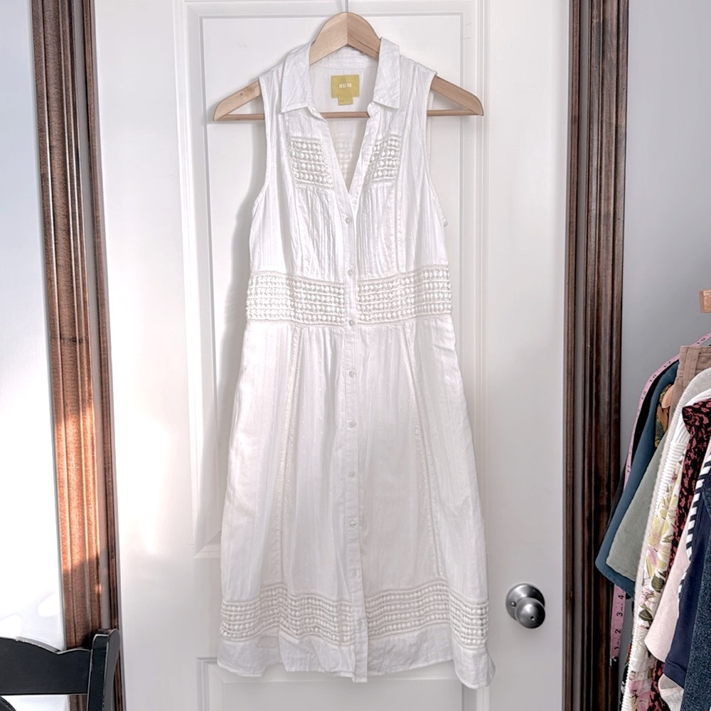 Mauve (Anthropologie) Cream Boho Button-Down Dress 6